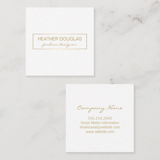 Goud Grijze Folie Glans Vierkante Visitekaartje (Voorkant / Achterkant)