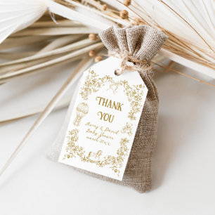 Goud grillig bloemig Baby shower Cadeaulabel