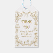 Goud grillig bloemig  Baby shower Cadeaulabel (Voorkant)