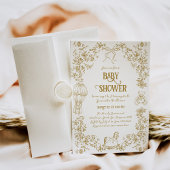 Goud grillig bloemig Baby shower Kaart