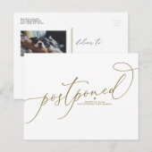 Goud grillig script uitgestelde bruiloft aankondigingskaart (Voorkant / Achterkant)