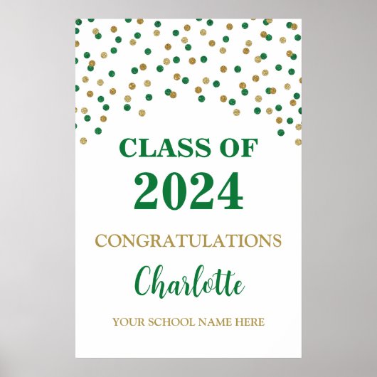 Goud Groen Afstudeerder Partij Custom 20x30 Poster (Voorkant)