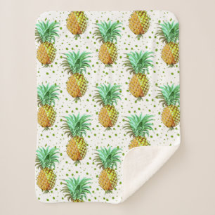 Goud & Groen Ananas Patroon Sherpa Deken