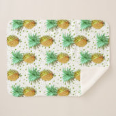 Goud & Groen Ananas Patroon Sherpa Deken (Voorkant (horizontaal))
