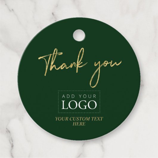 Goud & Groen Bedankt Zakelijk Logo Bedankjes Labels (Voorkant)