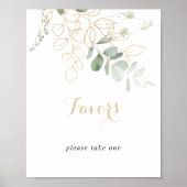 Goud groen blad Calligraphy Favor bord Poster (Voorkant)
