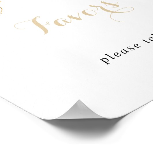 Goud groen blad Calligraphy Favor Sign Poster (Hoek)