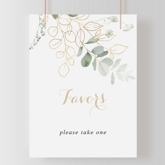 Goud groen blad Calligraphy Favor Sign Poster