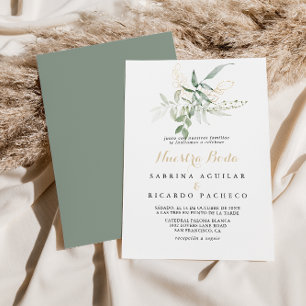 Goud groen blad Nuestra Boda Bruiloft  Kaart