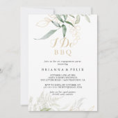 Goud Groen Bladblad Ik Doe BBQ Verlovingsfeest Kaart (Voorkant)