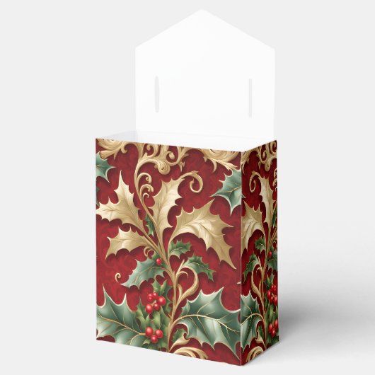 Goud Groen Bladeren Rode Kerstvakantie Cadeaubox Bedankdoosjes (Geopend)