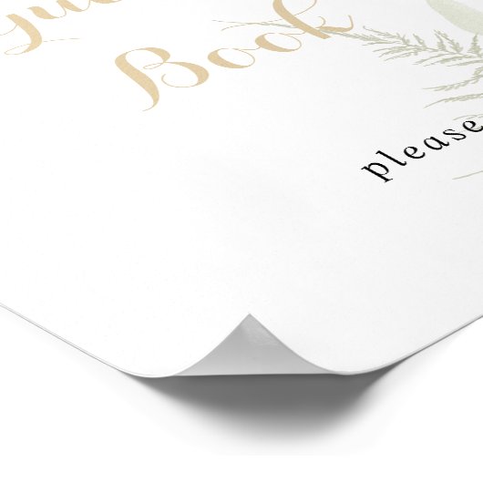 Goud groen bladgastenboek bord poster (Hoek)
