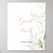 Goud groen bladgoud guestboek bord poster (Voorkant)
