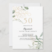 Goud Groen Bladgroen 50e Verjaardagsfeest Kaart (Voorkant)