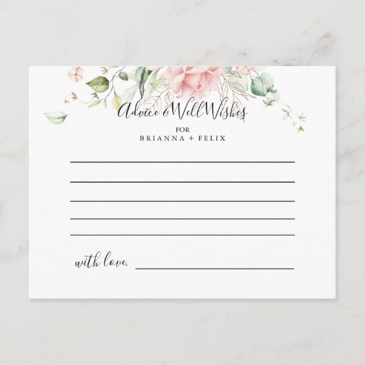 Goud Groen Bladgroen Bloemen Bruiloft Advies Kaart (Voorkant)