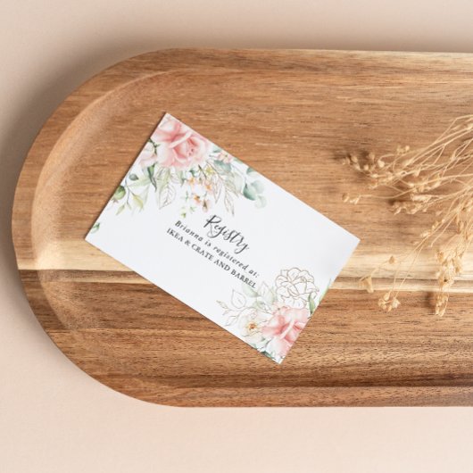 Goud Groen Bladgroen Bloemen Bruiloft Gift Registr Informatiekaartje