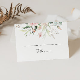 Goud Groen Bladgroen Bloemen Bruiloft Plaats Kaart Plaatskaartje