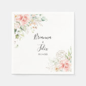 Goud Groen Bladgroen Bloemen Bruiloft Servet (Voorkant)