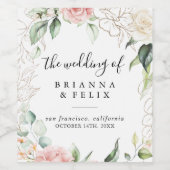 Goud Groen Bladgroen Bloemen Bruiloft Wijn Etikett Wijn Etiket (Enkel label)