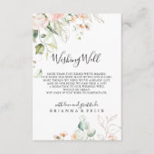 Goud Groen Bladgroen Bloemen Bruiloft Wishing Well Informatiekaartje (Voorkant)