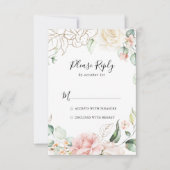 Goud Groen Bladgroen Bloemen RSVP (Voorkant)