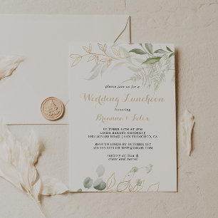 Goud Groen Bladgroen Bruiloft Luncheon Vrijgezelle Kaart