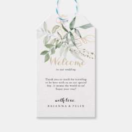 Goud Groen Bladgroen Bruiloft Welkom Cadeaulabel