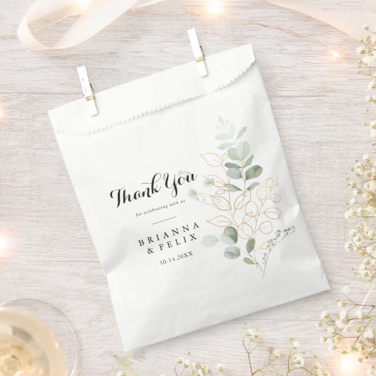 Goud Groen Bladgroen Dank u Bruiloft Bedankzakje (Geknipt)