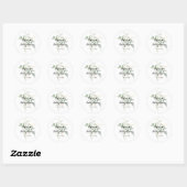 Goud Groen Bladgroen Kalligrafie Baby shower Favor Ronde Sticker (Vel)