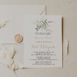 Goud Groen Bladgroen Kalligrafie Bat Mitzvah Kaart<br><div class="desc">Deze gouden groene blaadkalligrafie-bat mitzvah-uitnodiging is perfect voor een roestvrijvleermuis mitzvah. Dit artistieke ontwerp kenmerkt handgetekende waterverf goud en groene bladeren,  inspirerend natuurschoon.</div>