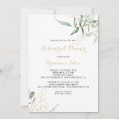 Goud Groen Bladgroen Kalligrafie Repetitie Diner Kaart (Voorkant)