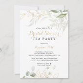 Goud Groen Bladgroen Vrijgezellenfeest Tea Party Kaart (Voorkant)