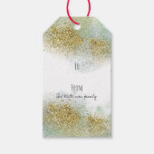 Goud Groen Blauw Faux Glitter Gepersonaliseerd Cadeaulabel (Voorkant)