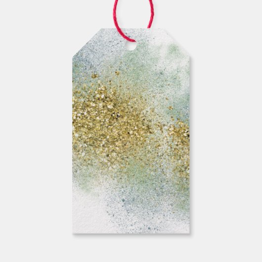 Goud Groen Blauw Faux Glitter Gepersonaliseerd Cadeaulabel (Achterkant)