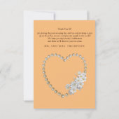 Goud,Groen,Blauw,ivoor Zijde & Bruiloft Dank Je Ka RSVP Kaartje (Achterkant)