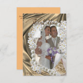 Goud,Groen,Blauw,ivoor Zijde & Bruiloft Dank Je Ka RSVP Kaartje (Voorkant / Achterkant)