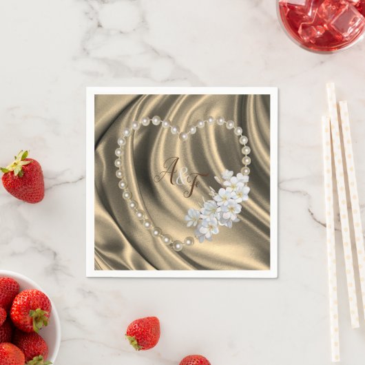 Goud, groen, blauw, ivoren zijde en parels luiers servet (Insitu)