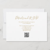Goud Groen Bloemen QR Code Foto bruiloft Kaart (Achterkant)