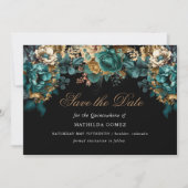 Goud Groen Bloemen Quinceañera Save The Date Kaart (Voorkant)