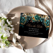 Goud Groen Bloemen Quinceañera Save The Date Kaart