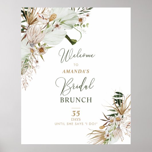 Goud & Groen Boho Bruiloft Brunch Welkom Poster (Voorkant)
