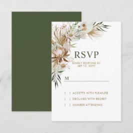 Goud & Groen Boho Huwelijksreactiekaart RSVP Kaartje