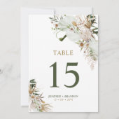 Goud & Groen Boho Trouwfeest Tafel Nummerkaart (Achterkant)