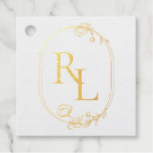  Goud & Groen Bruiloft Monogrammed Initialen Bedankjes Labels (Voorkant)