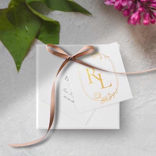  Goud & Groen Bruiloft Monogrammed Initialen Bedankjes Labels