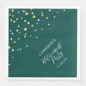 Goud & Groen Chique Confetti Pensioen Partij Servet (Voorkant)