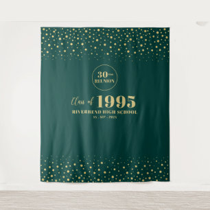 Goud & Groen Confetti Klassereünie Feest Achtergro Wandkleed