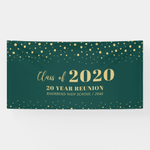 Goud & Groen Confetti Klassieker Reünie Feest Welk Spandoek