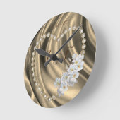 Goud, groen, eiwit, blauw, zijde en parels ronde klok (Hoek)