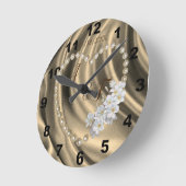 Goud, groen, eiwit, blauw, zijde en parels ronde klok (Hoek)